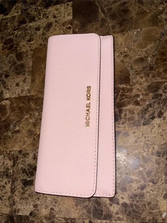 Michael Kors Blush Pink Leather Jet-Set Slim Wallet