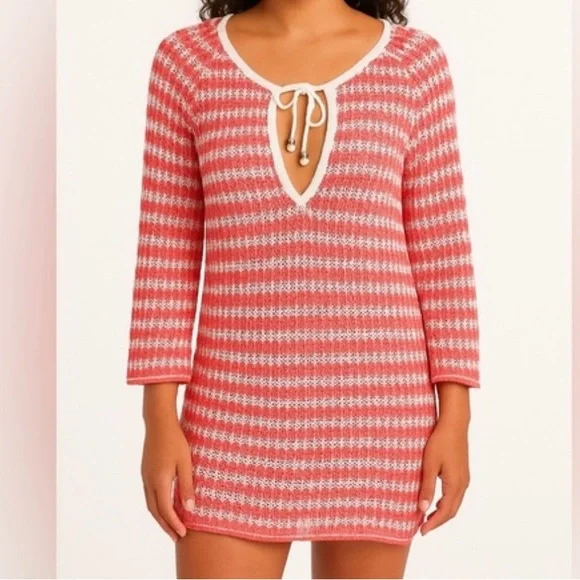 TOMMY BAHAMA‎ Star Island Too Swim Cover Up Tunic Linen Blend Paradise Pink M