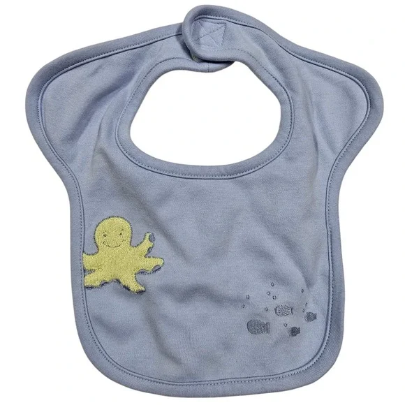 Gymboree Vintage 2002 Blue Cotton Octopus Fish Ocean Baby Bib Under the Sea