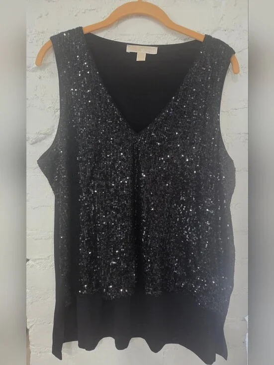 Michael Kors Black Sequined V-Neck Camisole