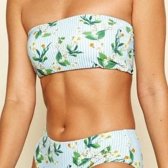 NEW Dippin’ Daisy’s Striped Floral Bandeau Bikini Top