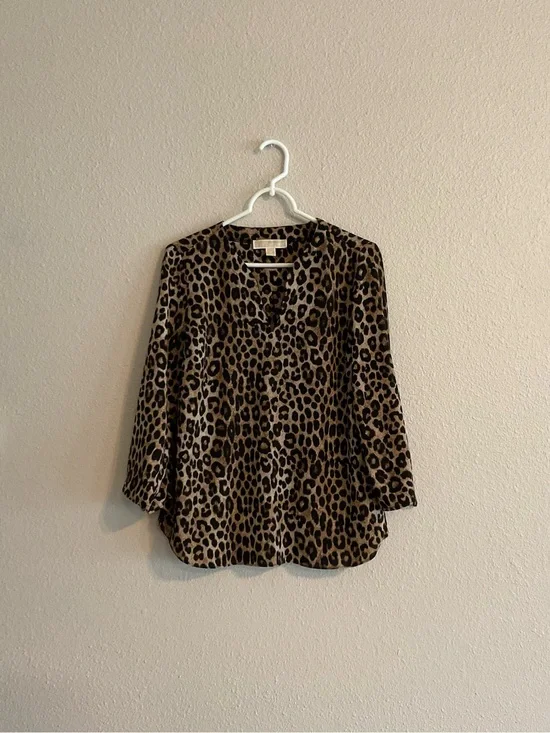 Michael Kors Leopard Print Top - Black & Brown