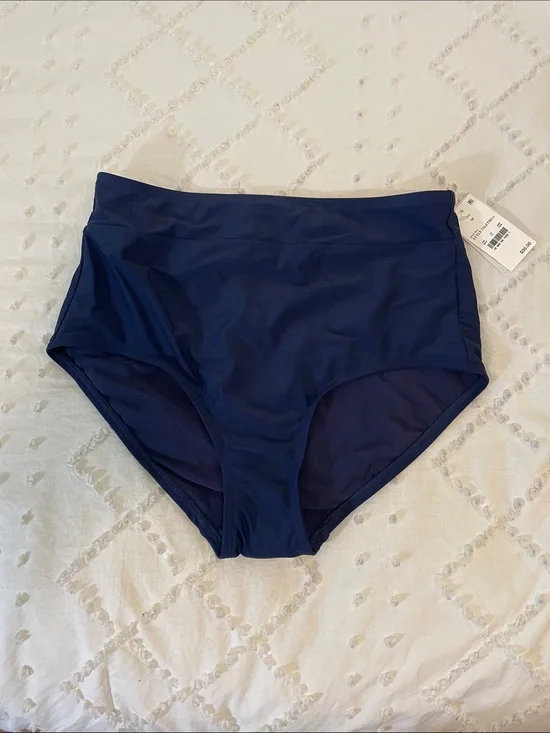 Lands' End Women's High-Waist Swim Briefs - Navy nwt