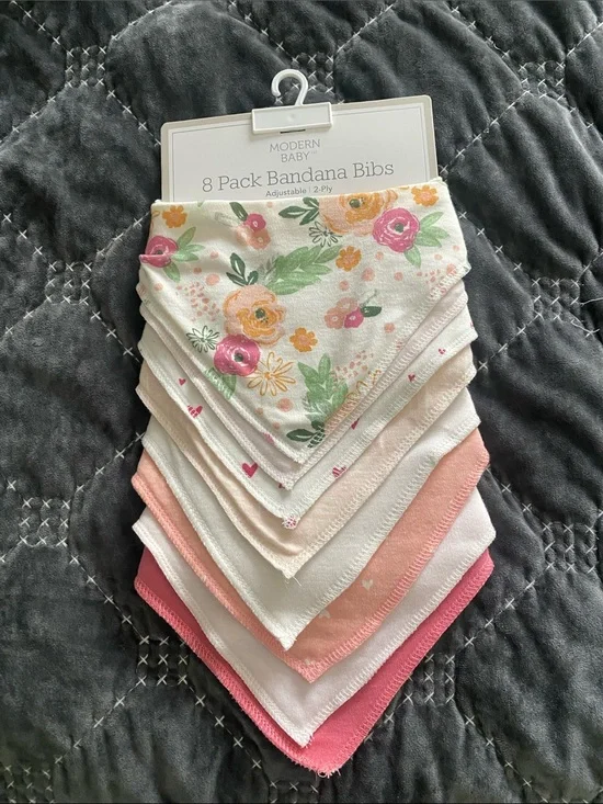 Modern Baby Floral & Pink Bandana Bibs - 8 Pack