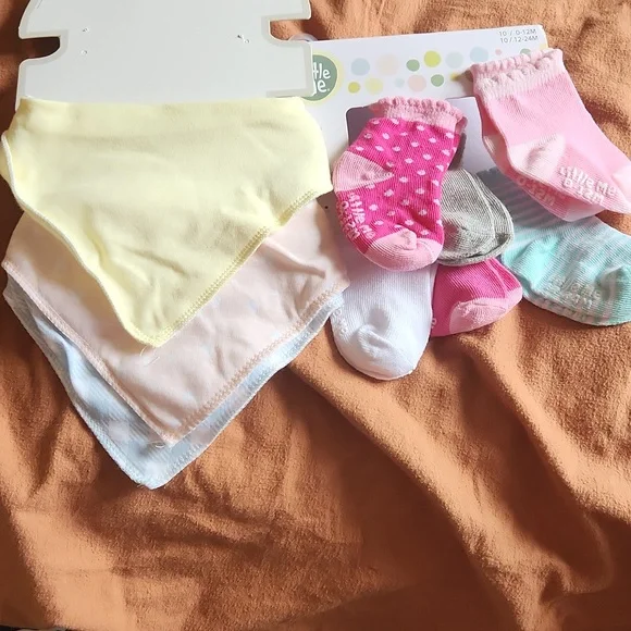 Modern Baby Bandana Bibs and Little me Socks