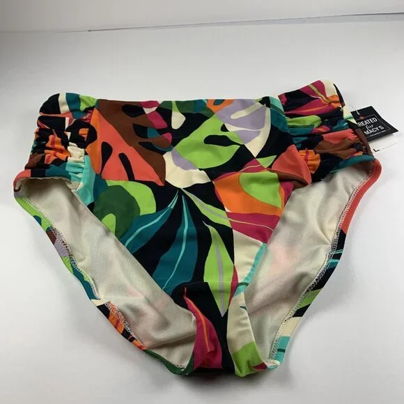 Bar III Tropical Dreams Swim Bikini Bottom‎ Women's Small Multicolor High-Waist