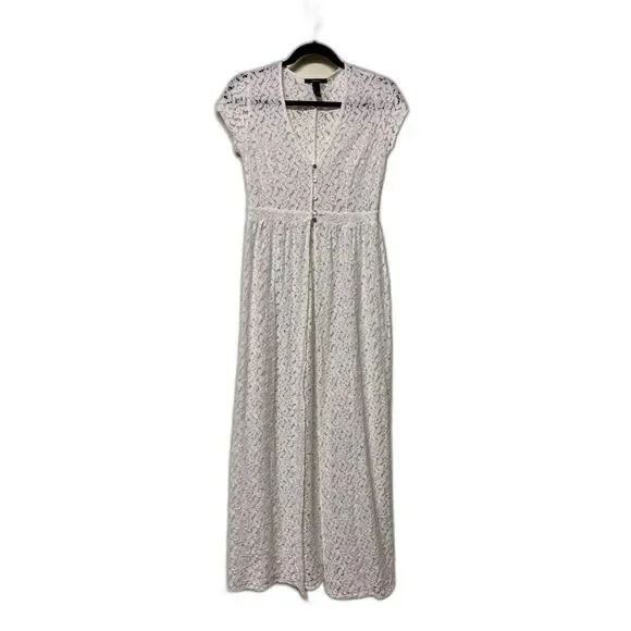 FOREVER 21 Lace Maxi Mother of Pearl Button Front Cardigan/Duster, Coverup, Sz S