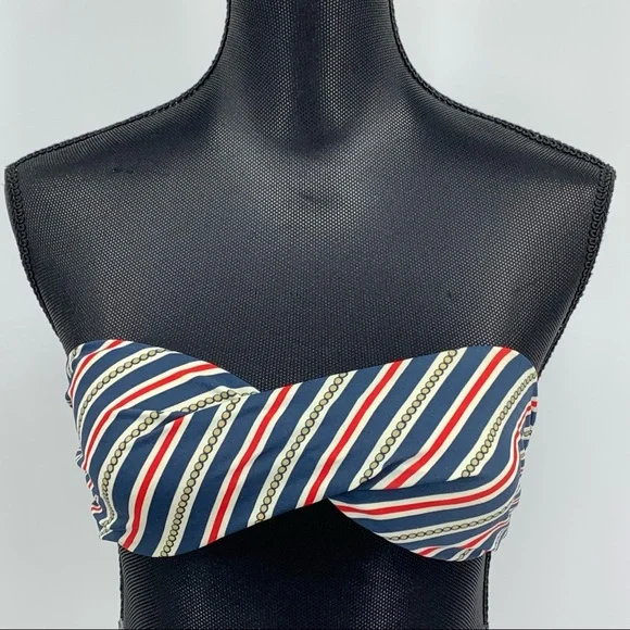 L* space Nautical Red, White, and Blue Strapless Bandeau Bikini Top Size S