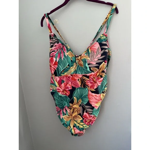 kona sol, Women's, swimsuit‎ Size 24W Floral Hawaiian Print Adjustable Strap
