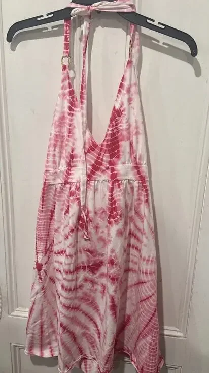 Victoria’s Secret Bra Tops Pink Tie Dye Halter Cover Up Dress Large Swim