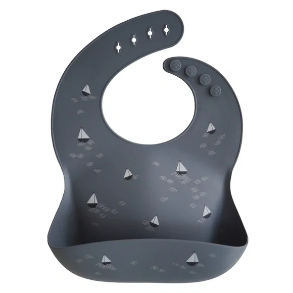 Mushie Silicone Baby Bib “Boats” NWT