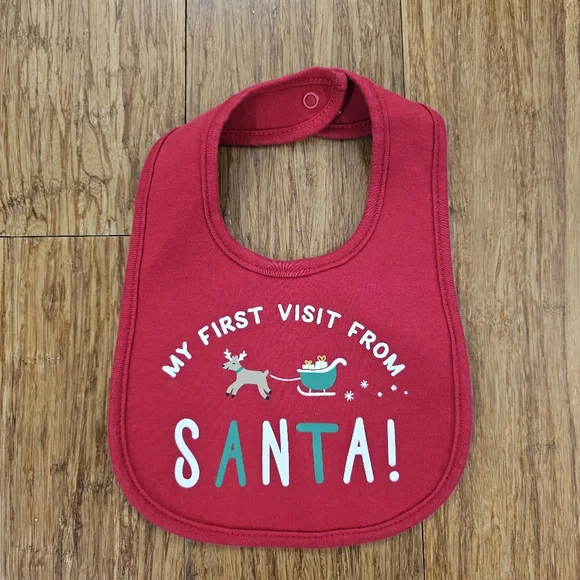 🎄 Carter’s “My First Visit From Santa” Red Christmas Bib 🎄