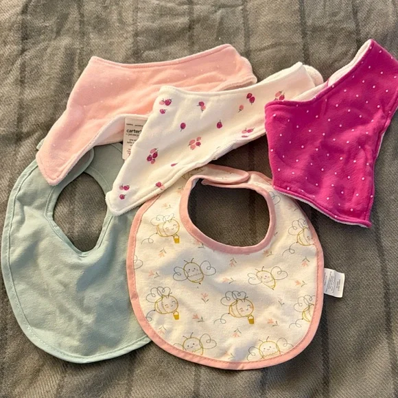 Carter's Baby Bib Set - Pink, Light Pink, White, Mint, Fuchsia