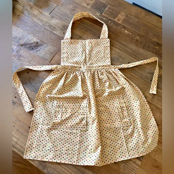 Polka Dot Apron in Cream with Multicolor Dots