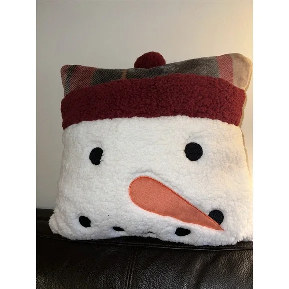 Pillow Cushion Cover Fleece Christmas Snowman  Holiday Decor 16