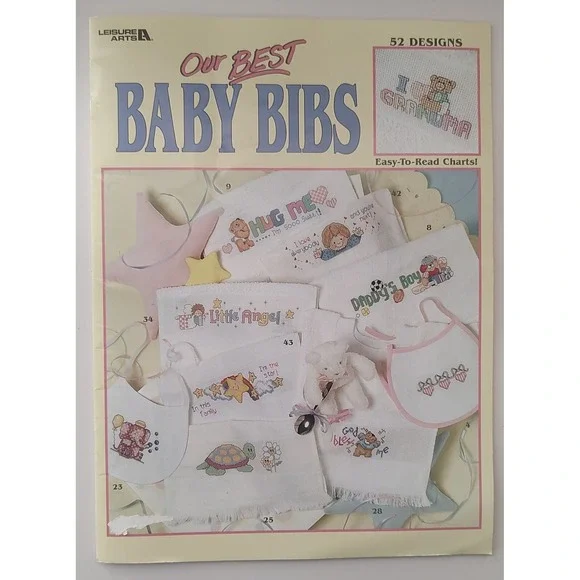 Leisure Arts OUR BEST BABY BIBS Cross Stitch Pattern Booklet No. 3272 M59