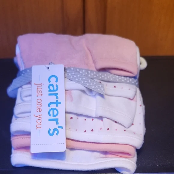 Carter's Pink and White Washcloths