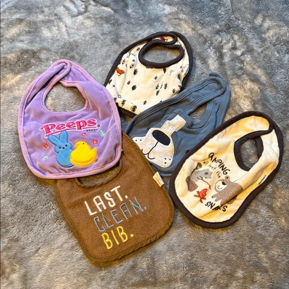 Assorted Baby Bibs Set - Purple, Brown, Gray