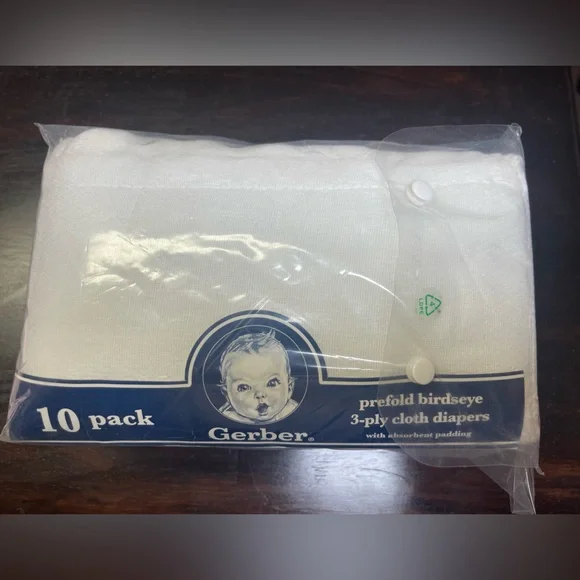 Gerber 10-Pack White Pre folded‎ Cloth Diapers