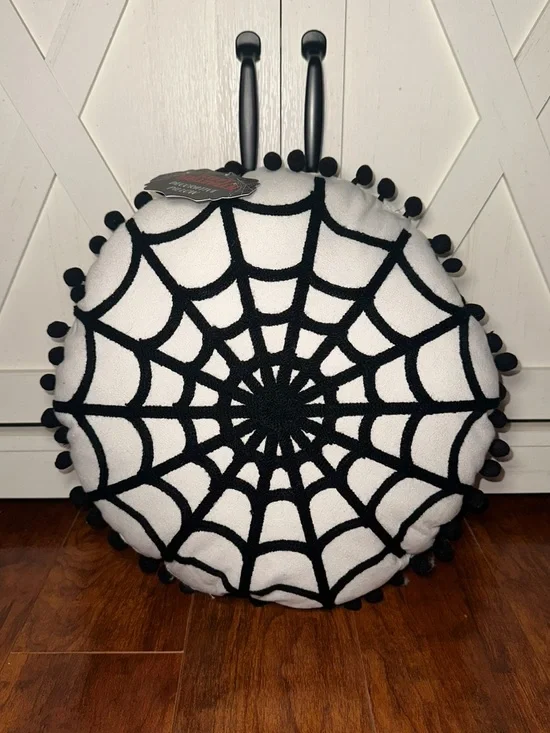 Halloween Spider Web Round Holiday Decorative Pillow