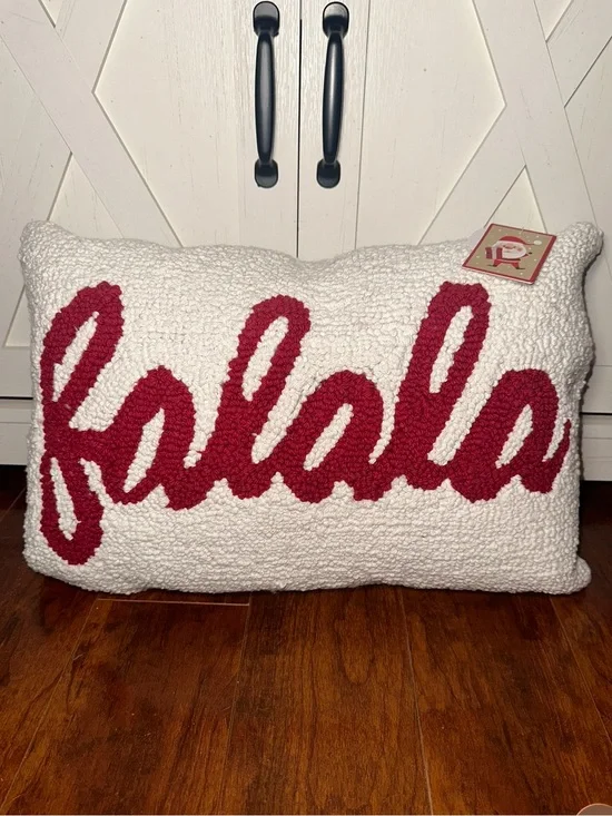 Holiday 'Fa La La' Red on White Throw Decorative Christmas Pillow