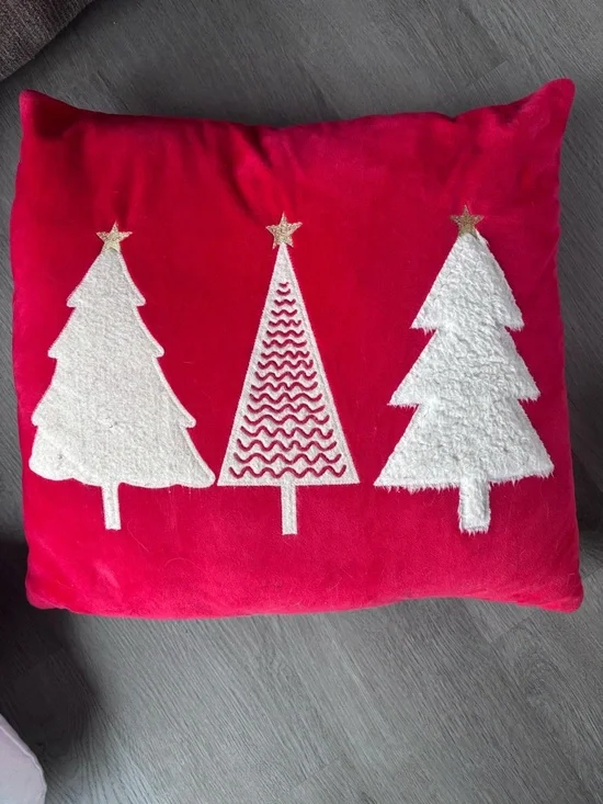 Holiday Red Christmas Tree Decorative Pillow - No Brand