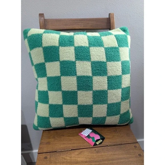 Wicked Musical Throw Pillow Green Checkered Plush Cushion Broadway Movie Decor