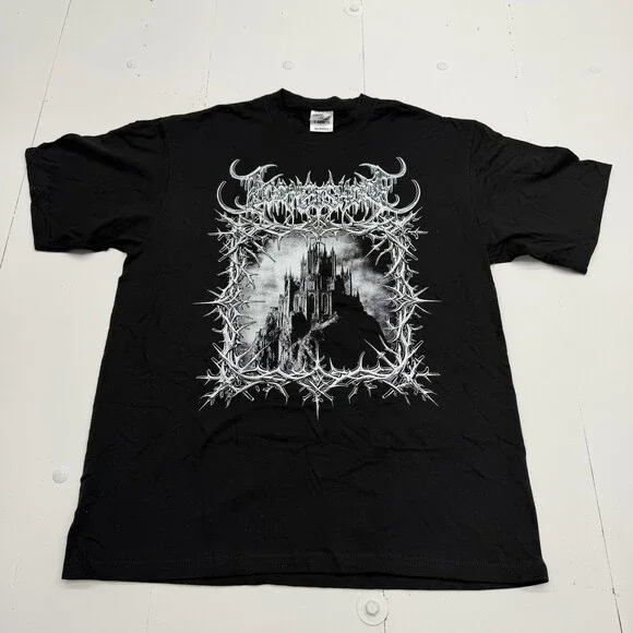 Shaka Wear Shirt Mens XL Black Gothic Castle Graphic Tee Heavyweight Metal Band