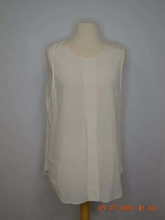 White House Black Market Women’s Large Off White Sheer Silk Style Blouse