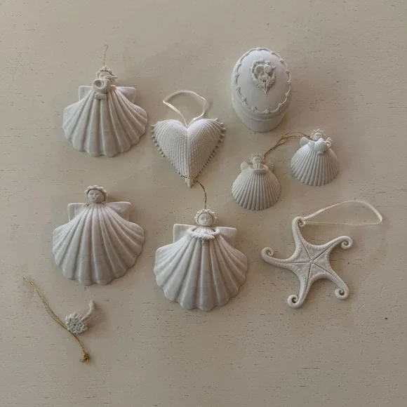 MARGARET FURLONG Angel Ornaments Seashells Porcelain Broken Christmas