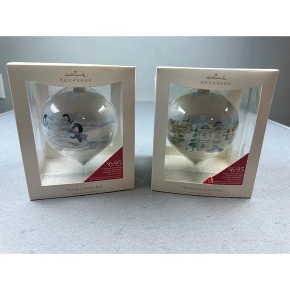2008 Hallmark Keepsake Snowball Ceramic Christmas‎ Ornaments Lot Of 2 New