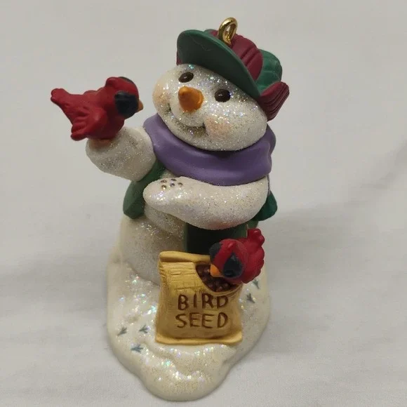 Christmas Ornament Hallmark Snow Buddies‎ Snowman Red Cardinal 2000 Vintage