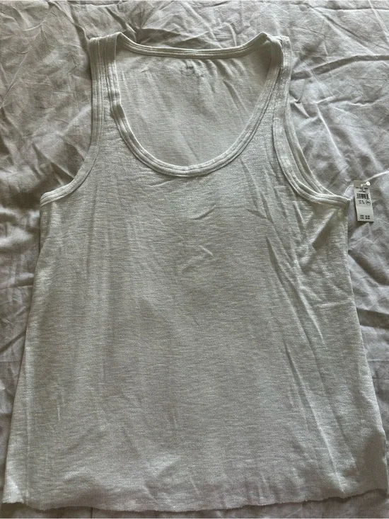 American Eagle Outfitters White Ribbed Scoop Tank