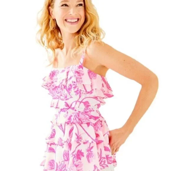 NWT Lilly Pulitzer Ruffled Tier Olive Top