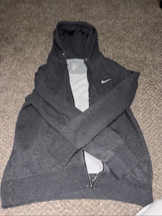 Nike Charcoal Gray Zip-Up Hooded Sweatshirt