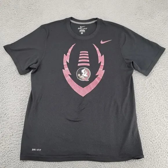 Nike Shirt Womens Medium Black‎ Florida State Football NCAA Logo Dri-Fit Swoosh