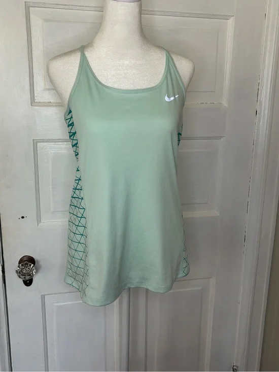 Nike Light Mint Dri Fit Racerback Tank with Geometric Side Panels