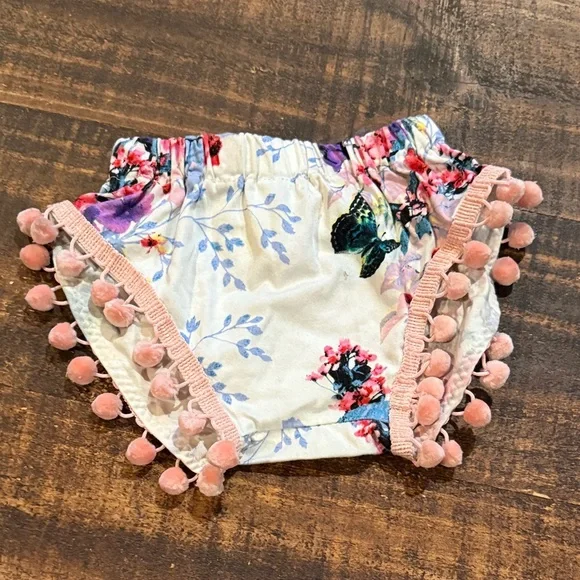 Floral Pom-Pom Kids Bloomers 6-12 months Custom made