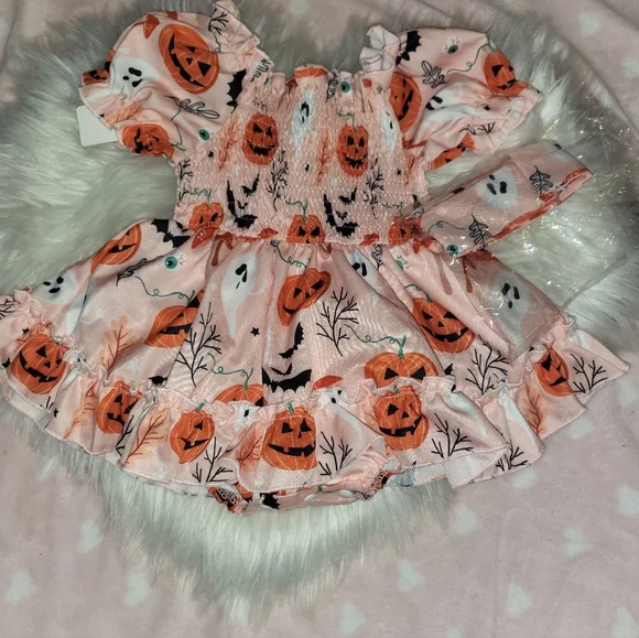 Halloween Pumpkin and Ghost Print Baby Bloomers