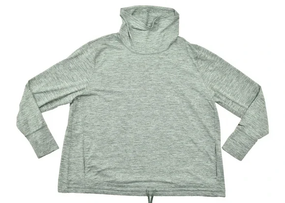 Nike Dri-FIT Women 2X Heather Green Cowl Neck Pullover Long Sleeve Training Top