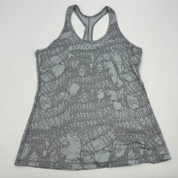 Nike Dri Fit Women's XL Racerback Tank Top Gray Abstract‎ Print 