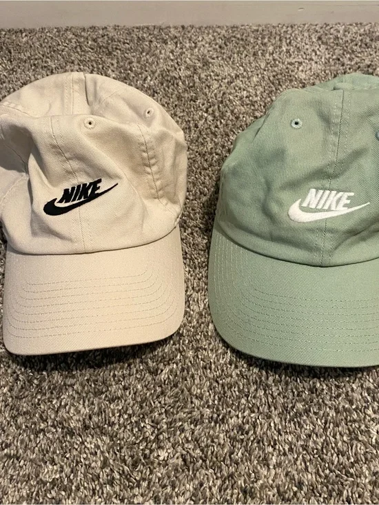 Nike Hats - Beige and Sage Used with some staining on inside