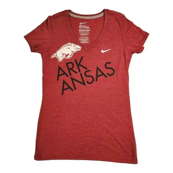 NWOT University of Arkansas top short sleeve Size‎  Medium Slim Fit Woman's Nike