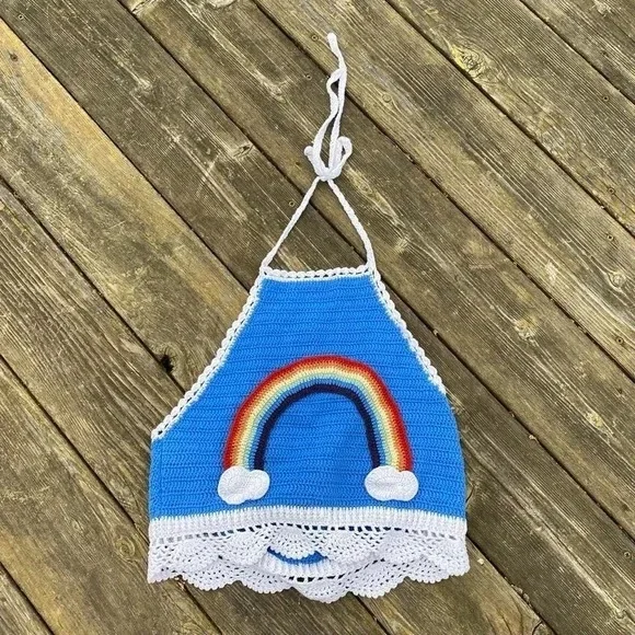 Rainbow Crochet Kids Halter Top