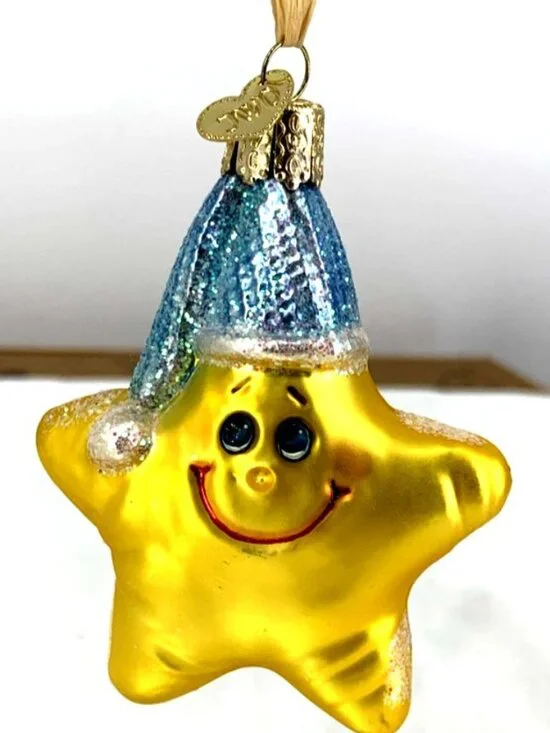 Old World Christmas Radiant Star Glass Ornament Small Gold 3.5