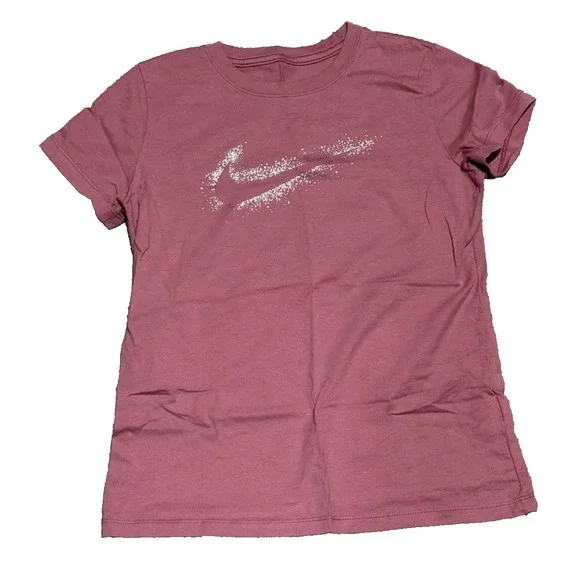 Nike‎ Women's S The Nike Tee DX0584-667 Pink with Silver Logo Swoosh Galaxy NWOT