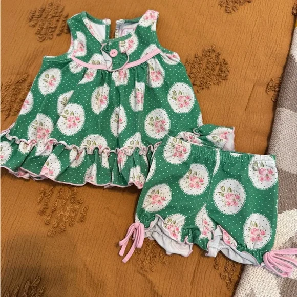 SweetHoney Green and Pink Floral Diaper Cover Set