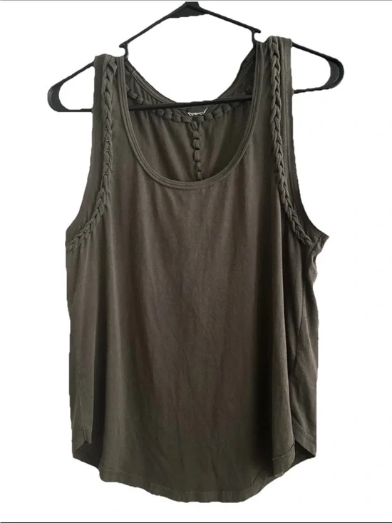 We the Free Women’s Braided-Trim Tank Top - Olive Green Medium *see measurements