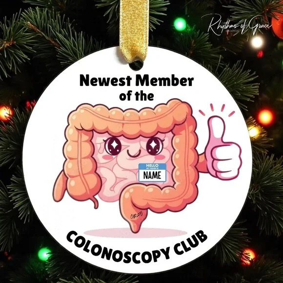Celebrate Your First Colonoscopy: Customizable Christmas Ornament for Milestones