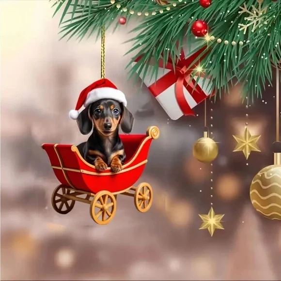 ❤️ Christmas Dachshund Puppy Dog Pendant - Stylish Car Charm & Festive Ornament